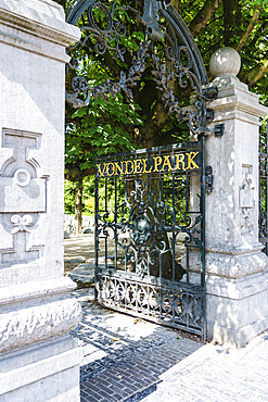 Ornate gate entrance to Vondel Park, Amsterdam, North Holland, The Netherlands, Europe