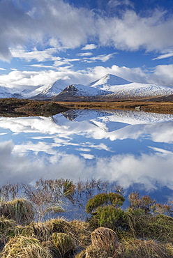 Lochan na Stainge and Black Mount under snow in mid-winter, Argyll and Bute, Scotland, United Kingdom, Europe