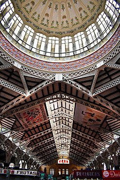 Valencia Central Market exterior, styled in Art Nouveau, opened in 1928, one of the largest markets in Europe, Valencia, Spain, Europe