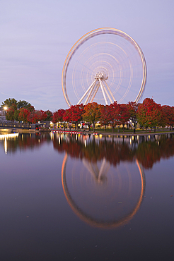 Ferris Wheel at La Grande Roue de Montreal at sunset, Old Port of Montreal, Quebec, Canada, North America