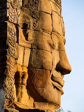 Huge stone face, Bayon Temple, Angkor Wat complex, UNESCO World Heritage Site, near Siem Reap, Cambodia, Indochina, Southeast Asia, Asia