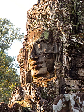 Huge stone face, Bayon Temple, Angkor Wat complex, UNESCO World Heritage Site, near Siem Reap, Cambodia, Indochina, Southeast Asia, Asia