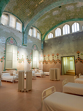 Patient ward, Hospital de la Santa Creu i de Sant Pau, the art nouveau former hospital of Barcelona, Barcelona, Catalonia, Spain, Europe