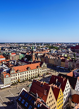 Market Square, elevated view, Wroclaw, Lower Silesian Voivodeship, Poland, Europe