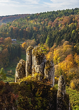 The Glove Rock Formation, Ojcow National Park, Krakow-Czestochowa Upland (Polish Jura), Lesser Poland Voivodeship, Poland, Europe