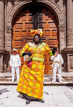 La Negra Tomasa Dance during the Los Indianos Carnival Party at Plaza de Espana in Santa Cruz de La Palma, Canary Islands, Spain, Europe