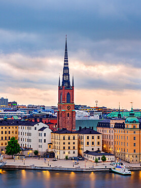 Riddarholmen Island and Gamla Stan at dawn, elevated view, Stockholm, Stockholm County, Sweden, Scandinavia, Europe