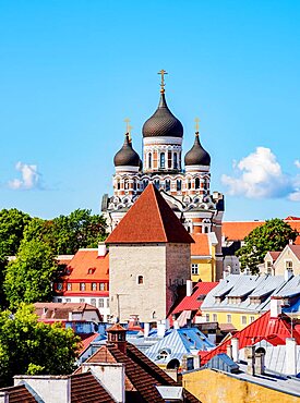 View towards the Alexander Nevsky Cathedral, Old Town, Tallinn, Estonia