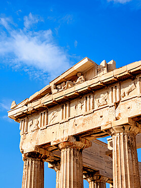 Parthenon, detailed view, Acropolis, UNESCO World Heritage Site, Athens, Attica, Greece, Europe