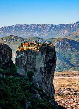 Monastery of the Holy Trinity at sunrise, Meteora, UNESCO World Heritage Site, Thessaly, Greece, Europe