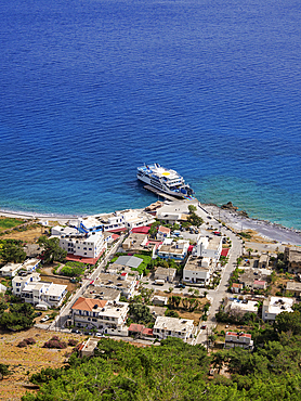 Agia Roumeli, elevated view, Chania Region, Crete, Greek Islands, Greece, Europe