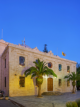 The Basilica of St. Titus at dusk, City of Heraklion, Crete, Greek Islands, Greece, Europe