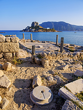 St. Stefanos Basilica Ruins and Kastri Island, Agios Stefanos Beach, Kos Island, Dodecanese, Greek Islands, Greece, Europe