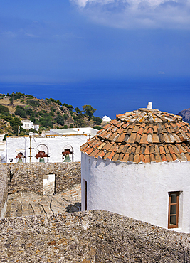 Patmos Chora, elevated view, Patmos Island, Dodecanese, Greek Islands, Greece, Europe