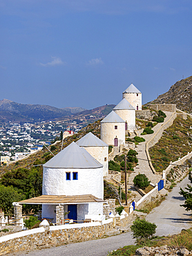 Windmills of Pandeli, Leros Island, Dodecanese, Greek Islands, Greece, Europe