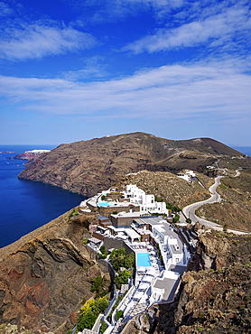 Hotels at the edge of the caldera, Santorini (Thira) Island, Cyclades, Greek Islands, Greece, Europe