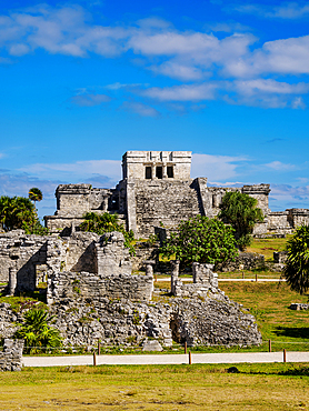 View towards El Castillo, Tulum Archeological Site, Quintana Roo State, Mexico