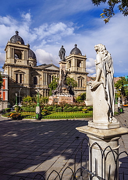 Plaza Murillo with Cathedral Basilica of Our Lady of Peace, La Paz, Bolivia, South America