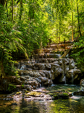 Waterfall at the Palenque Archaeological Site, Palenque, Chiapas State, Mexico