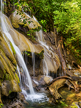 Waterfall at the Palenque Archaeological Site, Palenque, Chiapas State, Mexico