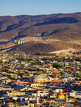 Cityscape seen from Cerro del Fortin at sunset, Oaxaca de Juarez, Oaxaca State, Mexico