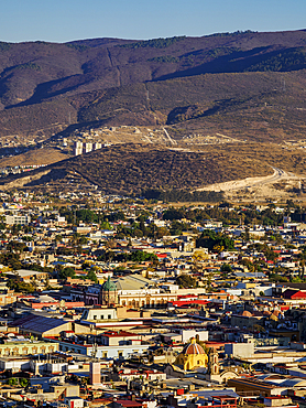 Cityscape seen from Cerro del Fortin at sunset, Oaxaca de Juarez, Oaxaca State, Mexico