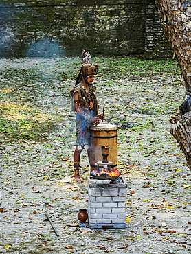 Mayan Ceremony at Plaza A, Cahal Pech Archaeological Reserve, San Ignacio, Cayo District, Belize