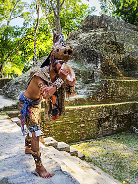 Mayan Ceremony at Plaza A, Cahal Pech Archaeological Reserve, San Ignacio, Cayo District, Belize