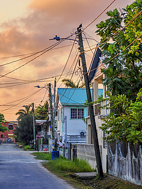 Street of Belize City at sunset, Belize District, Belize