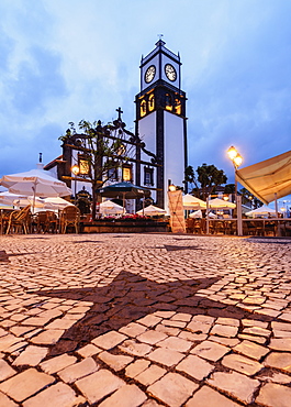 Main Church, twilight, Ponta Delgada, Sao Miguel Island, Azores, Portugal, Atlantic, Europe