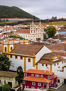 View towards the Santissimo Salvador da Se Church, UNESCO World Heritage Site, Angra do Heroismo, Terceira Island, Azores, Portugal, Atlantic, Europe