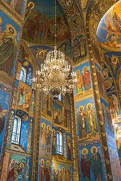 Chandelier inside Church of the Savior on Spilled Blood in St. Petersburg, Russia, Europe