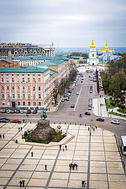 Sophia Square looking towards St. Michael's Monastery, Kyiv (Kiev), Ukraine, Europe