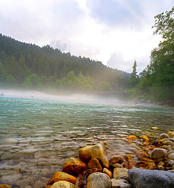 River Canali at sunrise, Canali Valley, Dolomites, Trentino, Italy, Europe