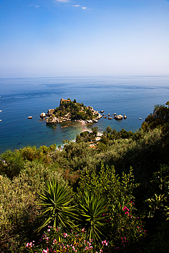 beach and island Isola Bella at Taormina, Sicily