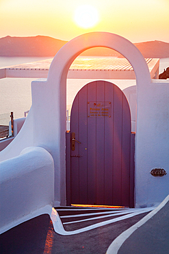 Arch and doorway on the beautiful island of Santorini, Cyclades, Greek Islands, Greece, Europe