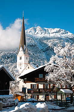 wintertime in small german village Garmish-Partenkirchen