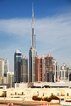 Dubai Downtown skyscrapers as viewed from the Dubai water canal.