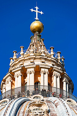 The very top of St. Peter's Basilica Cupola, Vatican, Rome, Lazio, Italy, Europe