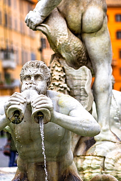 Fontana del Moro fountain located at the southern end of the Piazza Navona in Rome, Lazio, Italy, Europe