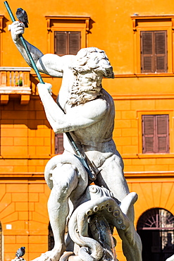 The Fountain of Neptune (Fontana del Nettuno), a fountain located at the north end of the Piazza Navona, Rome, Lazio, Italy, Europe