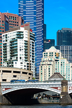 Melbourne city commercial and banking district, with Princes Bridge, Melbourne, Victoria, Australia, Pacific