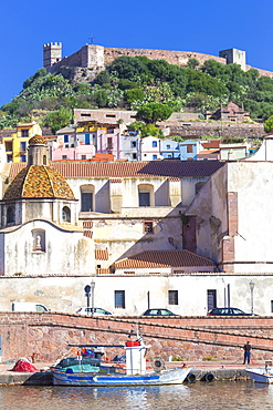 Village of Bosa with Serravalle Castle (Castle of Malaspina), Bosa, Oristano province, Sardinia, Italy, Mediterranean, Europe