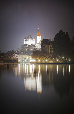 City of Thun at night, Canton of Bern, Switzerland, Europe