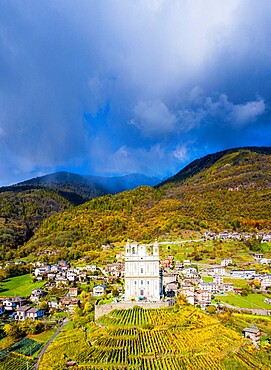 Santa Casa Church in the vineyards, Tresivio, Valtellina, Lombardy, Italy, Europe