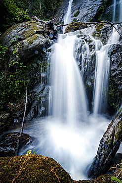 Long exposure of Wachiratharn Waterfall, Doi Inthanon National Park, Chiang Mai, Thailand, Southeast Asia, Asia