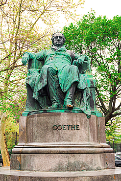 Bronze Goethe statue monument by Edmund Helmer on Goethegasse in Vienna, Austria, Europe