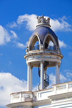 Winding stairway on roof of old building in the centre of Cienfuegos, UNESCO World Heritage Site, Cuba, West Indies, Caribbean, Central America