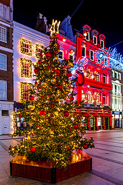 Christmas decorations on New Bond Street, London, England, United Kingdom, Europe