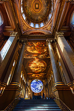 Painted Hall interior, Old Royal Naval College, UNESCO World Heritage Site, Greenwich, London, England, United Kingdom, Europe